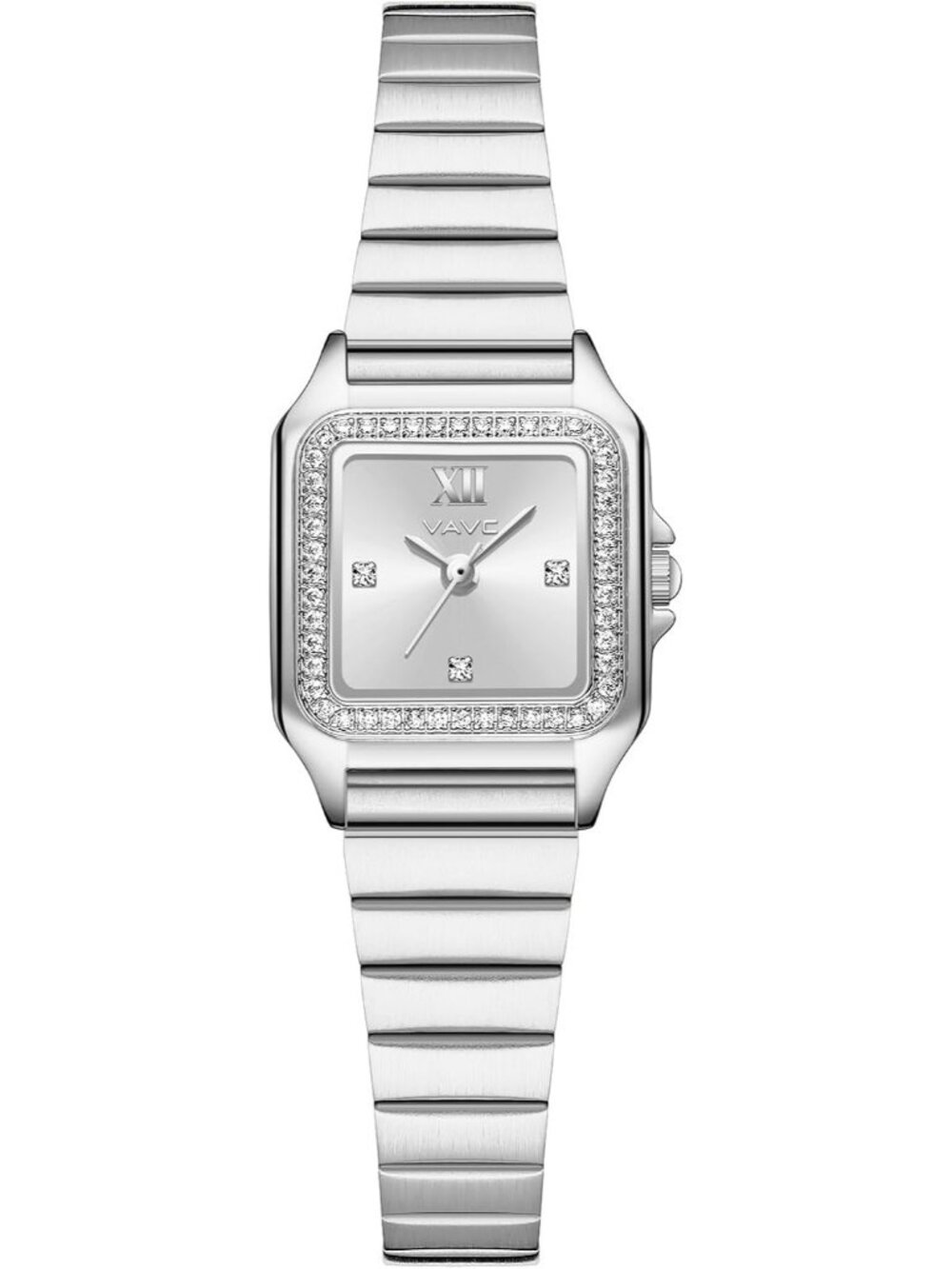 Women's Silver Diamond with Rectangular Case Minimalist Dial Wrist Wrist Watch